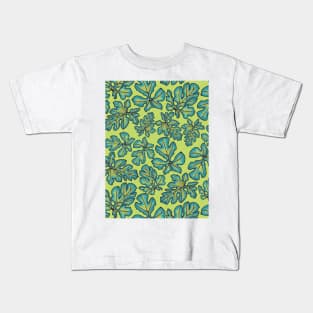 Funky Leaf Line Art Seamless Surface Pattern Design Kids T-Shirt